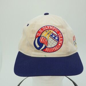 USA Olympic Team Volleyball Starter Cap Men's Cream Navy Adjustable Strapback
